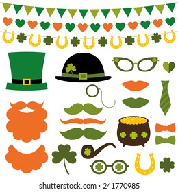 St. Patrick's Day vector design elements and photo booth props set