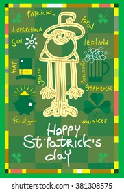 St. Patrick's Day vector design elements set. Postcard.Vector