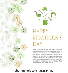 St. Patrick's Day vector design elements set. Patricks day hand-drawn icons on white background. Inscription Happy St. Patrick's Day. Template for greeting cards, invitations for St. Patrick's day