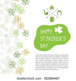 St. Patrick's Day vector design elements set. Patricks day hand-drawn icons on white background. Inscription Happy St. Patrick's Day. Template for greeting cards, invitations for St. Patrick's day