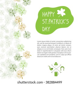 St. Patrick's Day vector design elements set. Patricks day hand-drawn icons on white background. Inscription Happy St. Patrick's Day. Template for greeting cards, invitations for St. Patrick's day