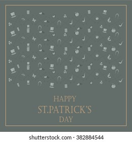 St. Patrick's Day vector design elements set. Patricks day hand-drawn icons on white background. Inscription Happy St. Patrick's Day. Template for greeting cards, invitations for St. Patrick's day