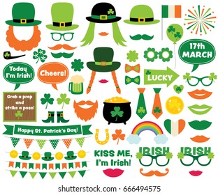 St. Patrick's Day vector design elements and photo booth props 