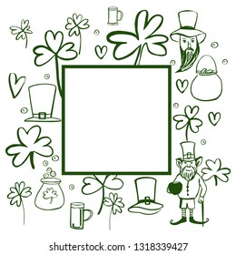 St Patrick's Day vector frame. Sketch  illustration.