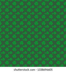 St. Patrick's Day. Vector green holiday poster. Isolated sign on green background with clover pattern. For greeting card, poster, label, sticker. Vectorial 