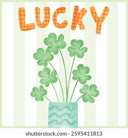 St. Patrick's Day vector, green, lucky, watercolor