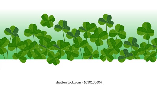 St. Patrick's day vector horizontal seamless background with shamrock leaves.