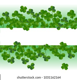 St. Patrick's day vector horizontal background with shamrock leaves. Elegant leaves silhouettes, place for text