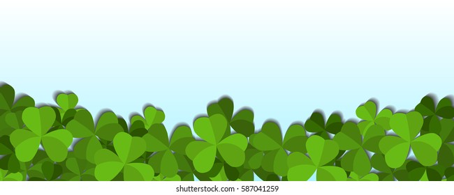 St. Patrick's day vector horizontal background with shamrock leaves