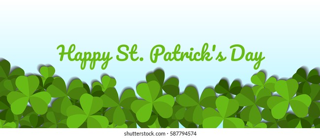 St. Patrick's day vector horizontal background with shamrock leaves