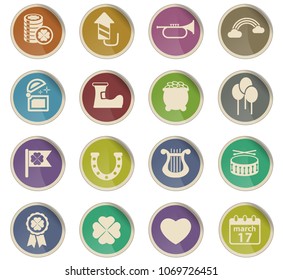st patricks day vector icons in the form of round paper labels