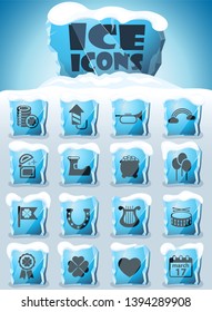 st patricks day vector icons frozen in transparent blocks of ice