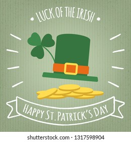 St. Patrick's Day vector illustration with green hat and coins