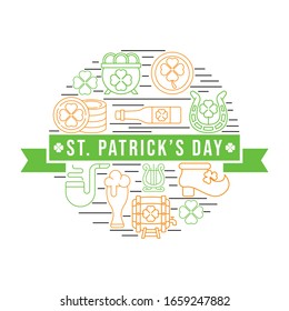 St. Patrick's Day Vector Illustration. Happy St. Patrick's Day vector flat design template for background, banner, poster, greeting card. Happy St. Patrick's Holiday celebration.