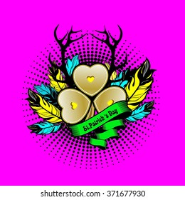 St. Patrick's Day vector illustration graphics card in the style of boho