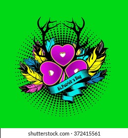 St. Patrick's Day vector illustration graphics card in the style of boho