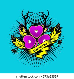 St. Patrick's Day vector illustration graphics card in the style of boho