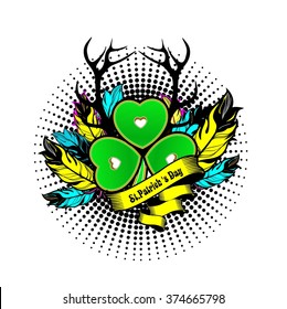St. Patrick's Day vector illustration graphics card in the style of boho