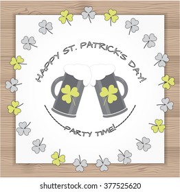 St Patrick's Day vector illustration. Traditional Irish beer. National drink symbol. Perfect template for poster, banner, sticker, invitation, greeting, congratulation, announcement. Festive flyer