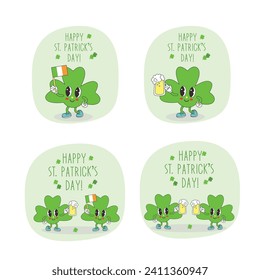 St. Patricks Day vector isolated sticker pack. Patricks Dayconcept illustrations.