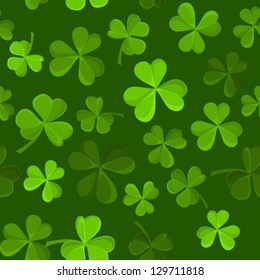 St. Patrick's day vector seamless background with shamrock.