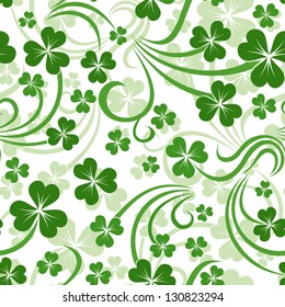 St. Patrick's day vector seamless background with shamrock.