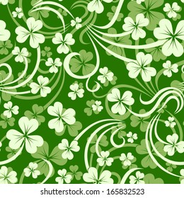 St. Patrick's day vector seamless background with shamrock. 