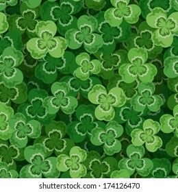 St. Patrick's day vector seamless background with shamrock.