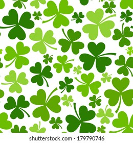 St. Patrick's day vector seamless background with shamrock.