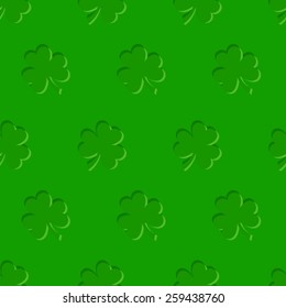 St. Patrick's day vector seamless green background with shamrock.