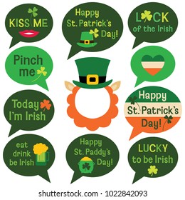 St. Patricks Day vector speech bubbles set