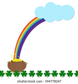 St. Patrick's Day vector symbols. Pot of gold and rainbow.