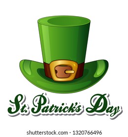 St. Patrick's Day Vector text lettering isolated illustration with hat  on white background