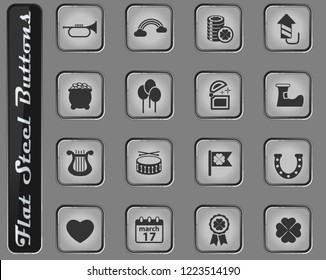 st patricks day vector web icons on the flat steel buttons