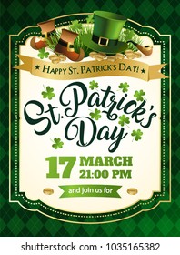 St. Patricks Day vintage holiday frame for text design. Vector illustration.