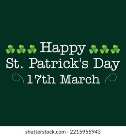 St. Patricks Day Vintage Holiday Banner Design | Poster for Saint Patricks Day, Original Decorative Typeface for Festive Text st. Patrick's Day, Creative Typography with Flourishes For St Patricks Day