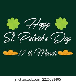 St. Patricks Day Vintage Holiday Banner Design | Poster for Saint Patricks Day, Original Decorative Typeface for Festive Text st. Patrick's Day, Creative Typography with Flourishes For St Patricks Day