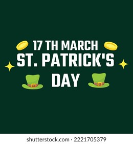 St. Patricks Day Vintage Holiday Banner Design | Poster for Saint Patricks Day, Original Decorative Typeface for Festive Text st. Patrick's Day, Creative Typography with Flourishes For St Patricks Day
