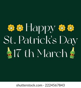 St. Patricks Day Vintage Holiday Banner Design | Poster for Saint Patricks Day, Original Decorative Typeface for Festive Text st. Patrick's Day, Creative Typography with Flourishes For St Patrick's Da