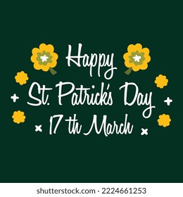 St. Patricks Day Vintage Holiday Banner Design | Poster for Saint Patricks Day, Original Decorative Typeface for Festive Text st. Patrick's Day, Creative Typography with Flourishes For St Patrick's Da