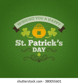 St. Patrick's Day vintage holiday badge design. Vector design greetings card or poster