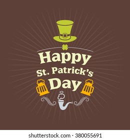 St. Patrick's Day vintage holiday badge design. Vector design greetings card or poster