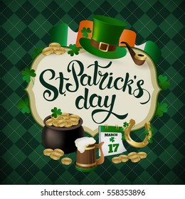 St. Patricks Day Vintage Holiday Badge Design. Vector Illustration.