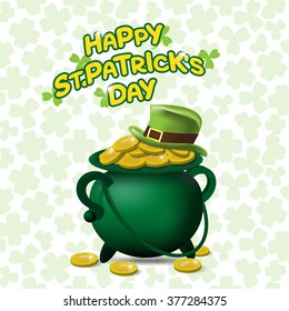 St. Patrick's Day with wealth and Hat  poster. Vector illustration