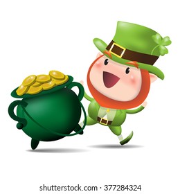 St. Patrick's Day with  wealth poster. character Vector illustration