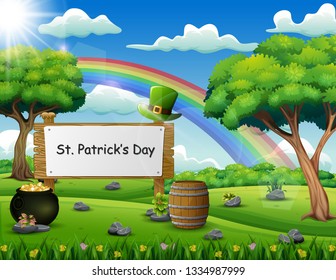 St Patricks Day a wooden shield with handwritten text on the nature