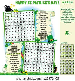 St. Patrick's Day word search puzzle. For high res JPEG or TIFF see image 125978408
