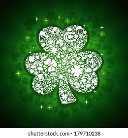 St Patrick's Days card of white objects on shine background