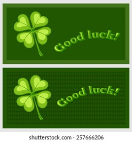 St. Patrick's Day's holiday background. Clovers wreath on green chessboard pattern background.  Vector. 