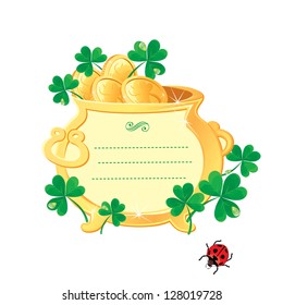 St. Patrick's design - frame is made of  gold pot with gold coins and shamrock.